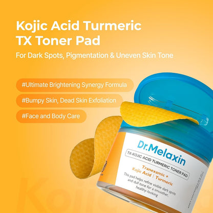 Dr.Melaxin TX Turmeric Toner Pads, 70 Sheets, Tranexamic Acid, Kojic Acid, Turmeric