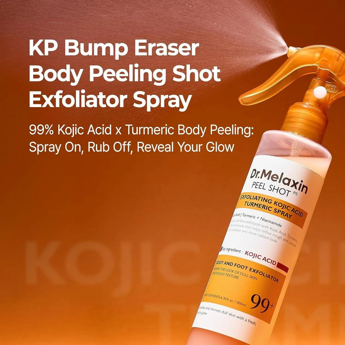 Dr.Melaxin Body & Face Peel Shot Duo Glow Rice Peeling Ampoule Kojic Acid & Turmeric spray