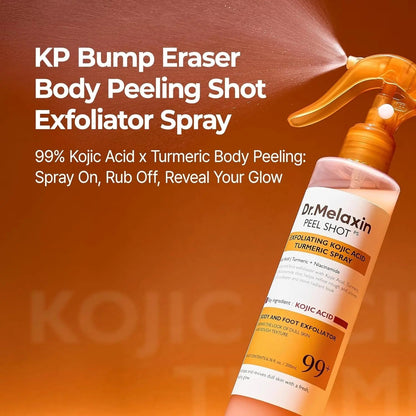 Dr.Melaxin Body & Face Peel Shot Duo Glow Rice Peeling Ampoule Kojic Acid & Turmeric spray