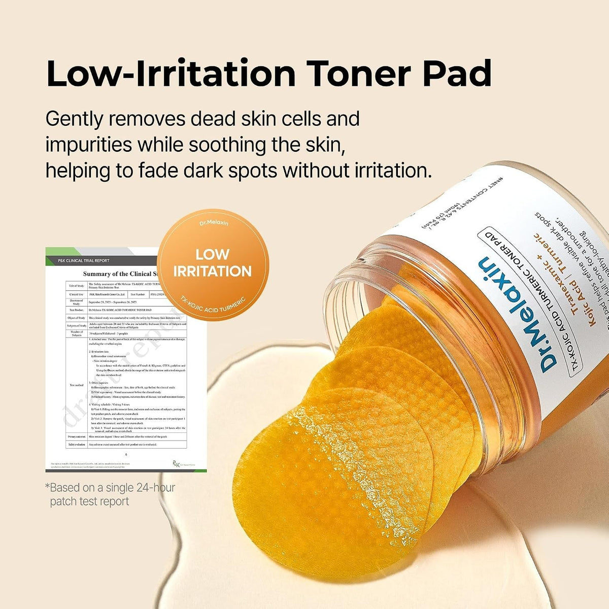 Dr.Melaxin TX Turmeric Toner Pads, 70 Sheets, Tranexamic Acid, Kojic Acid, Turmeric